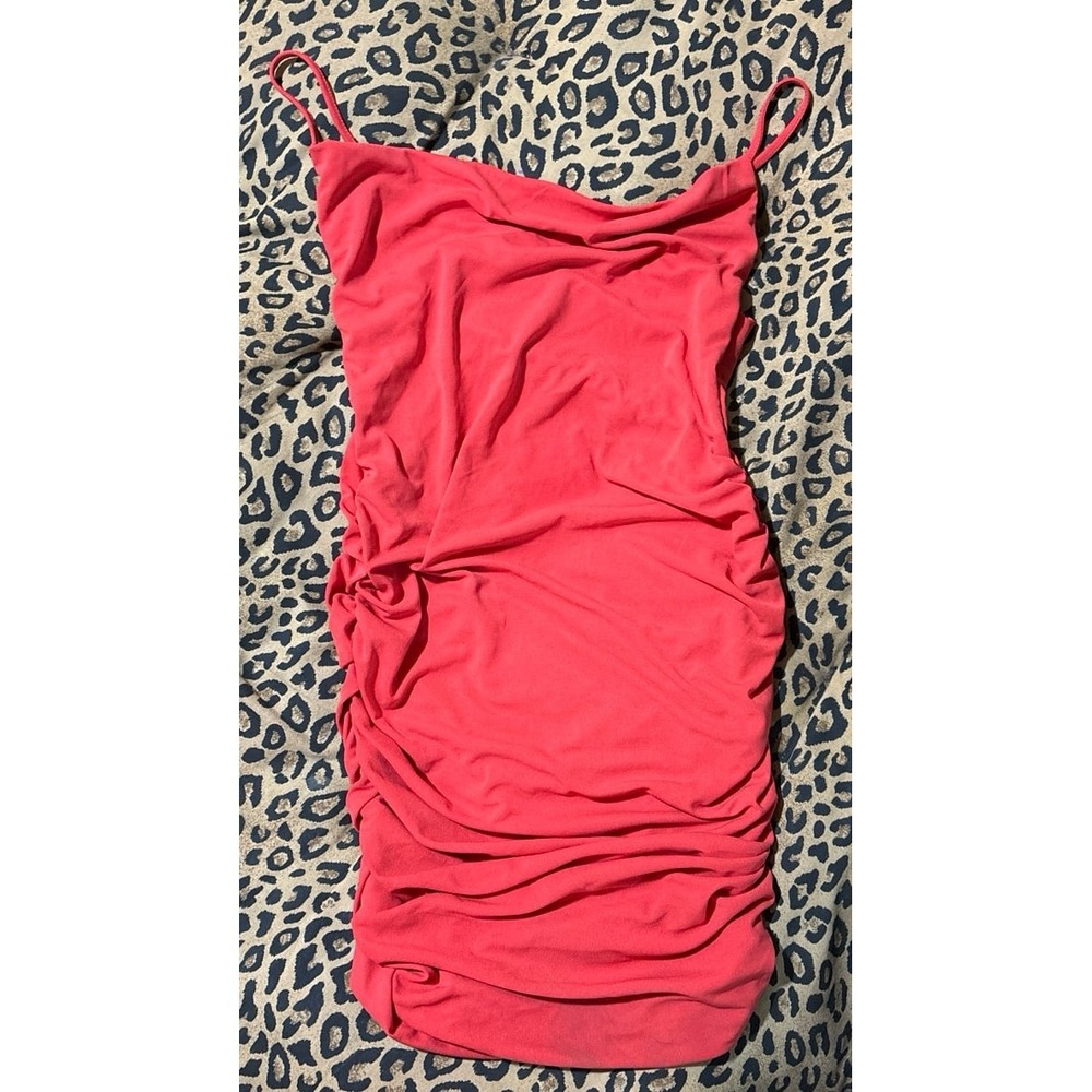 NEW Zara Red Ruched Strappy Criss Cross Back‎ Mini Cocktail Dress, Small